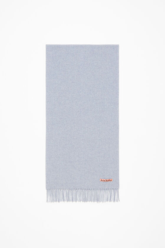 Fringe wool scarf – Narrow, Powder blue mélange, 2000x