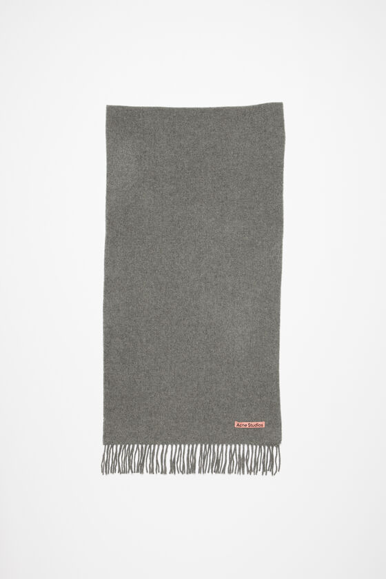 Fringe wool scarf – Narrow, Grey Melange, 2000x