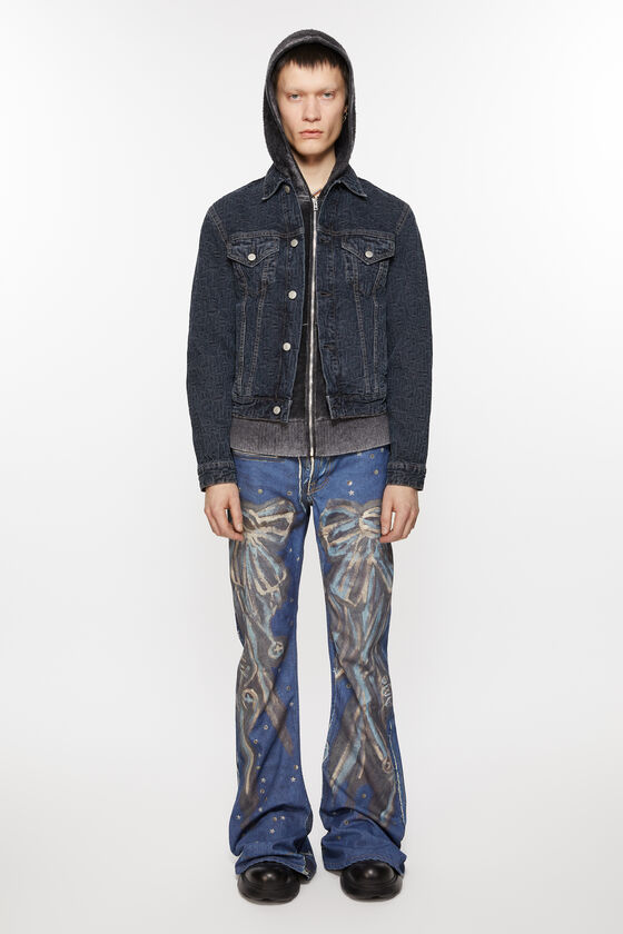 Denim jacket - Regular cropped fit, Blue/black, 2000x